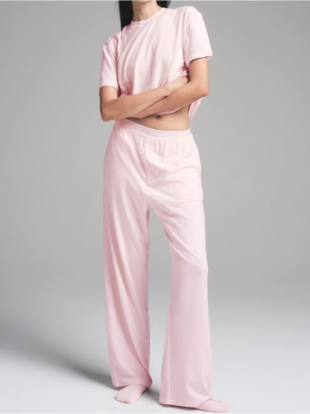 Skims Boyfriend Loose Straight Leg Lounge Pants Cherry Blossom Size XL
